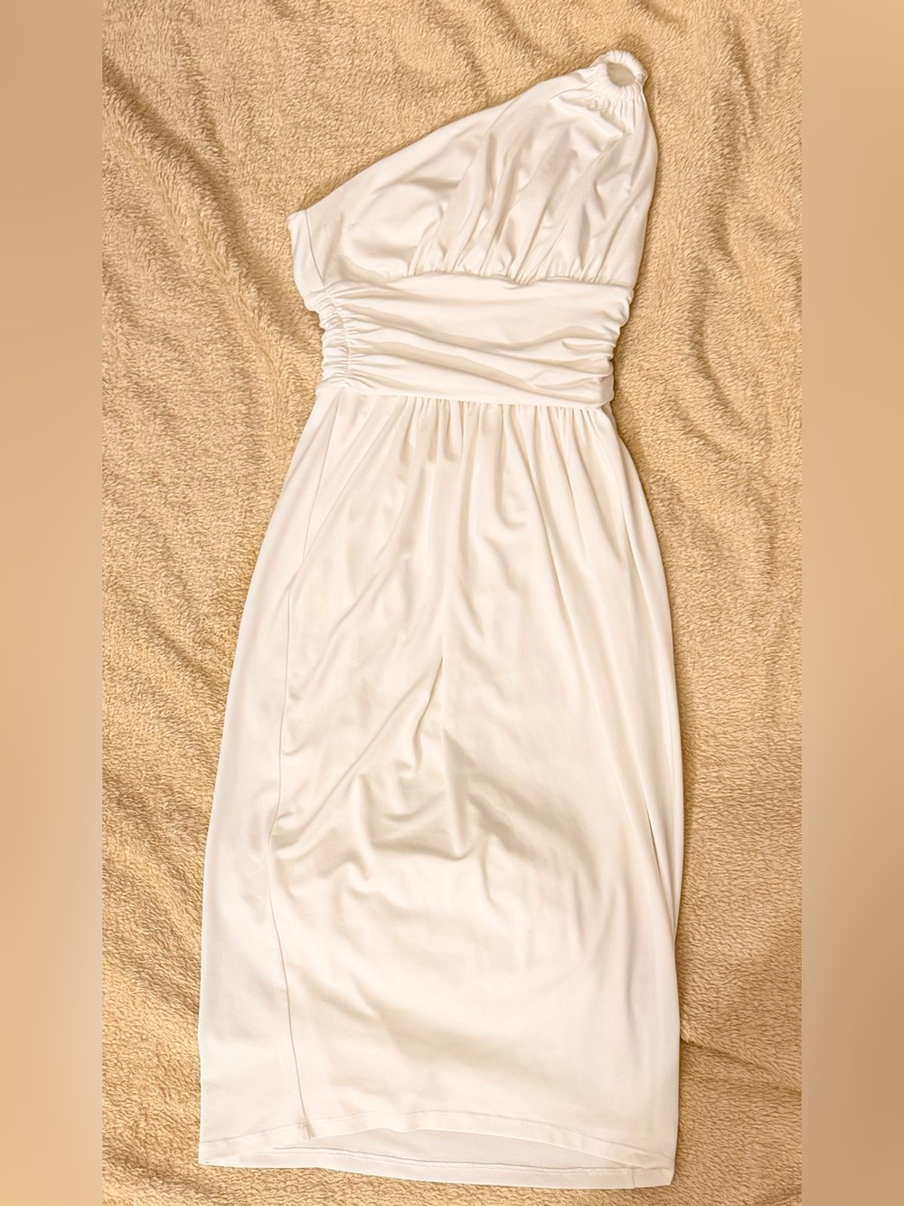 Maggy London One-Shoulder Ivory Cocktail Dress